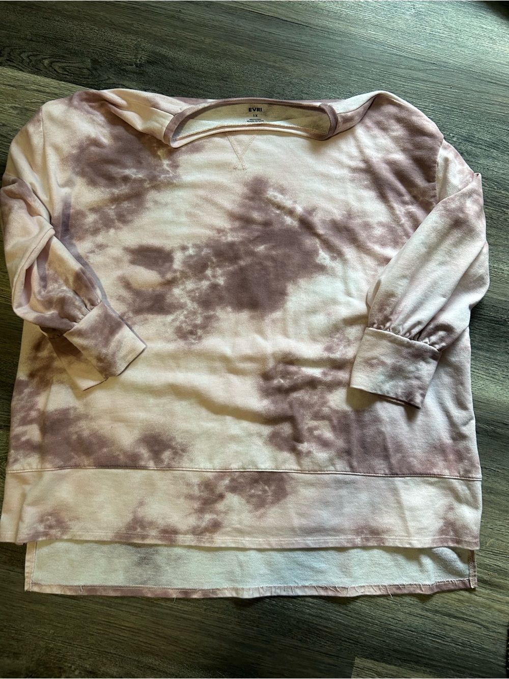 EVRI Mauve Tie-Dye Relaxed Crewneck Sweatshirt